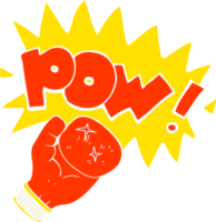 flat color illustration of a cartoon boxing glove punching png