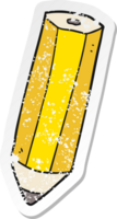 retro distressed sticker of a cartoon pencil png