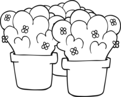 black and white cartoon potted plants png