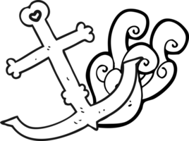 black and white cartoon anchor png