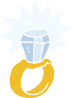 plano color ilustración de un dibujos animados diamante anillo png