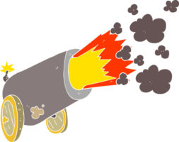 flat color illustration of a cartoon big cannon firing png