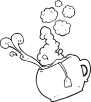 black and white cartoon cup of tea png