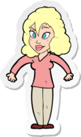 sticker of a cartoon woman shrugging shoulders png