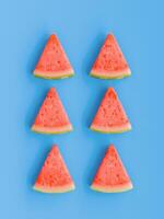 Watermelon Slices Pattern on Blue Background photo
