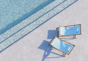 Poolside Lounge Chairs on Concrete Ground photo