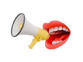 Megaphone with Stylized Shouting Mouth photo