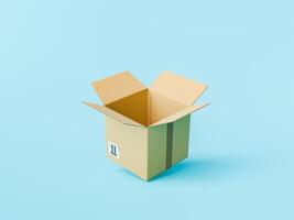 Open Cardboard Box on Blue Background photo