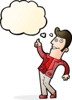 cartoon man giving thumbs up sign with thought bubble png