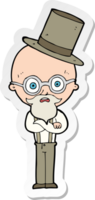sticker of a cartoon old man wearing top hat png