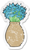 autocollant rétro en détresse d'un vase de fleurs de dessin animé png