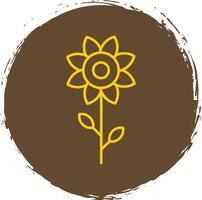 Sunflower Line Circle Yellow Icon vector