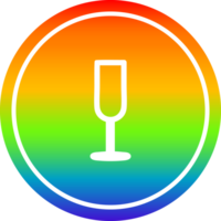 flauta de champanhe circular no espectro do arco-íris png