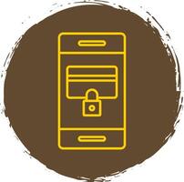 Secure Payment Line Circle Yellow Icon vector