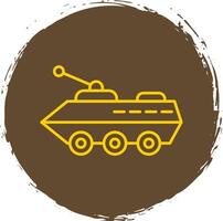 blindado vehículo línea circulo amarillo icono vector