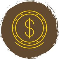 Dollar Symbol Line Circle Yellow Icon vector