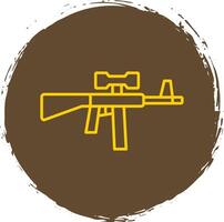 Assault Rifle Line Circle Yellow Icon vector