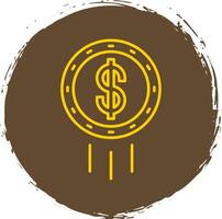 Dollar Coin Line Circle Yellow Icon vector