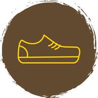 gimnasio Zapatos línea circulo amarillo icono vector