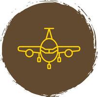 avión línea circulo amarillo icono vector