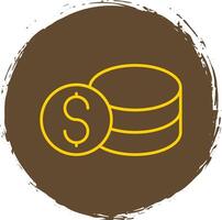 Savings Line Circle Yellow Icon vector