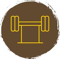 Barbell Line Circle Yellow Icon vector