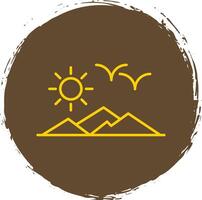 Mountain View Line Circle Yellow Icon vector