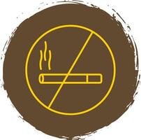 No Smoking Line Circle Yellow Icon vector