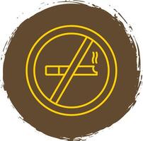 No Smoking Line Circle Yellow Icon vector