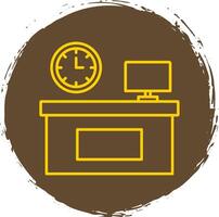 Workplace Line Circle Yellow Icon vector