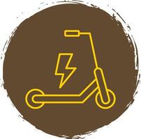 eléctrico scooter línea circulo amarillo icono vector