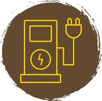 Electric Charge Line Circle Yellow Icon vector