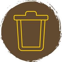 Trash Can Line Circle Yellow Icon vector