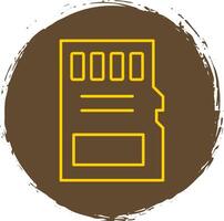 Sd Card Line Circle Yellow Icon vector