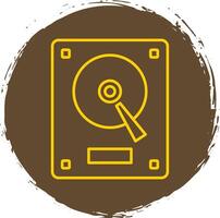 Hard Drive Line Circle Yellow Icon vector