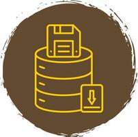 Save Data Line Circle Yellow Icon vector