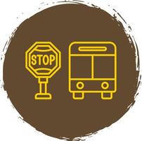 Bus Stop Line Circle Yellow Icon vector