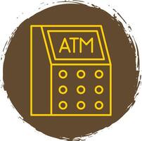 Atm Machine Line Circle Yellow Icon vector