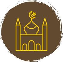 mezquita línea circulo amarillo icono vector