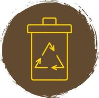 Recycle Bin Line Circle Yellow Icon vector