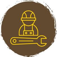 Mechanic Line Circle Yellow Icon vector