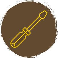 Screwdriver Line Circle Yellow Icon vector