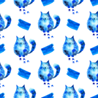 acuarela ilustración de un azul gato en el forma de un mancha. acuarela manchas es Perfecto para postales, carteles, pancartas, invitaciones, saludo tarjetas, huellas dactilares. aislado png