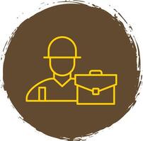 trabajador línea circulo amarillo icono vector