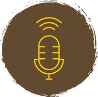 Voice Assistant Line Circle Yellow Icon vector