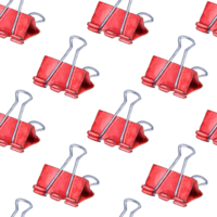 vattenfärg illustration av en mönster av en röd brevpapper metall klämma för papper, dokument. hållare för skola, kontor och hobby. element av pappersvaror. isolerat. dragen förbi hand. png