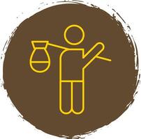 Refugee Line Circle Yellow Icon vector