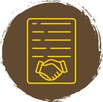 Handshake Line Circle Yellow Icon vector