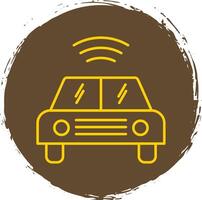 Autonomous Car Line Circle Yellow Icon vector