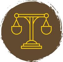 Justice Scale Line Circle Yellow Icon vector